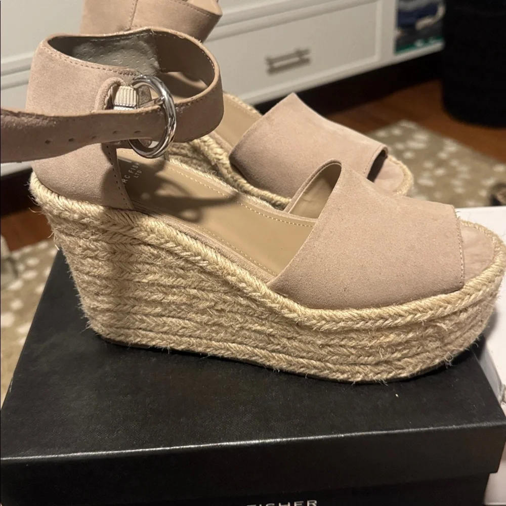 Marc Fisher Light Tan Wedge Sandals - Picture 3 of 8